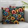 PHYHOO Short Plush Pillow Covers Colorful Floral Square Pillow Case for Bedroom, Sofa, Car Decoration Both Sides