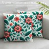 PHYHOO Short Plush Pillow Covers Red Flowers Square Pillow Case for Bedroom, Sofa, Car Decoration Both Sides